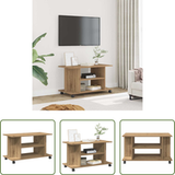 Meuble TV en bois - Meuble TV à roulettes en chêne artisanal 80x40x45 cm bois d'ingénierie