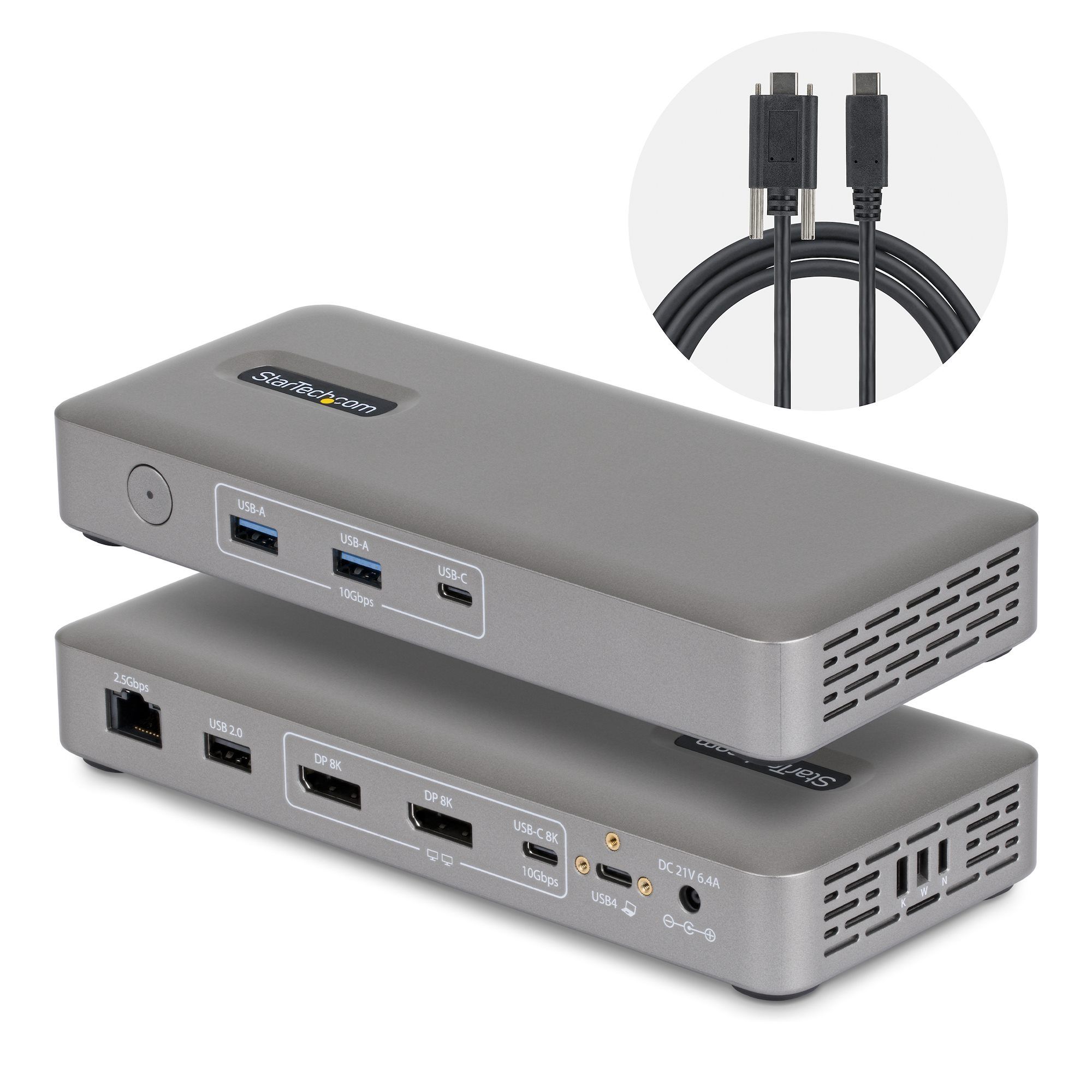 StarTech.com USB4 Docking Station, Driverless Dual 4K voor macOS en Windows, Universeel USB-C Dock met DisplayPort, 100W Laptop Charging en 2.5GbE