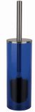 Spirella Brosse WC avec support – Porte-brosse WC chromé avec design bleu mat transparent