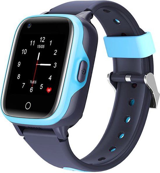 Zalou 4G Kinder Smartwatch Blauw - GPS Tracker - Waterdicht - SOS - Wifi - Camera - Blauw/Paars