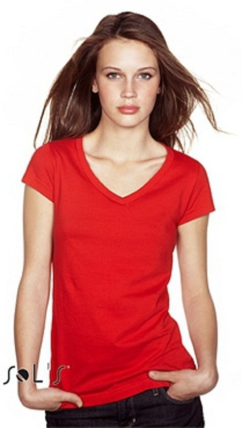 Sol?'s Dames t-shirt V-hals rood 44 2XL