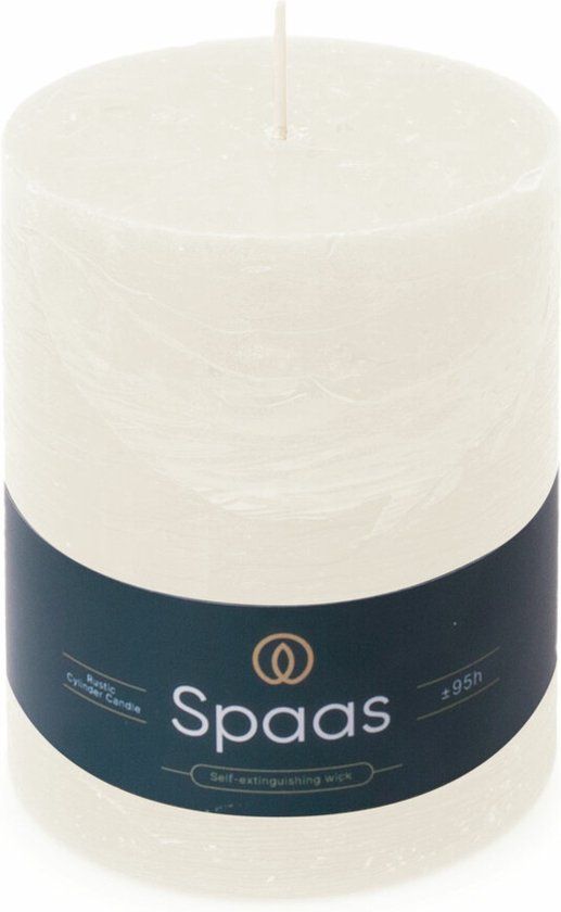 Spaas Rustieke Pillarkaars ± 95 branduren Wit