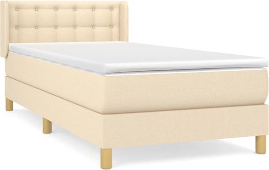 vidaXL Boxspring met matras stof crèmekleurig 100x200 cm