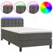 vidaXL Boxspringbed met matras en LED-verlichting, donkergrijs, 100x200 cm, fluweel