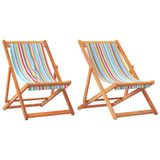 VidaXL Fauteuil de jardin Assise capitonnée Eucalyptus, Polyester Multicolore