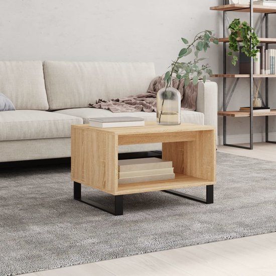 vidaXL Salontafel 60x50x40 cm Bewerkt Hout Sonoma Eikenkleurig