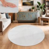 Paco Home Woonkamer tapijt kunstbont pluche hoogpolig shaggy zacht 200 cm Rond Wit