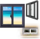 Fensterrahmen für Gartenhäuser, 71,1 x 55,9 cm, Noir/Blanc, Aluminium, Vinyle, Verbundglas, Schiebefenster