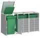 Chariot à conteneurs à déchets avec roues - Chariot de rangement pour 3 conteneurs à déchets - Fabriqué en textile - Facile à déplacer - Vert olive