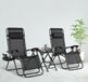 Happyment Fauteuils de plage pliables 2 pièces - Fauteuils de jardin avec table - Lit de soleil - Réglable de 0° à 160° - Noir