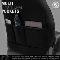 Universele Stoelhoezenset 'Limited' Zwart + Blauwe stiksels - 11-delig - Imitatieleer