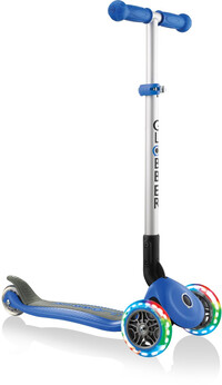 Globber Primo Foldable Lights Scooter with battery-free LED wheels Kids navy blue