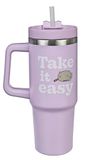 Undercover Pusheen Thermosbeker met rietje, inhoud 880 ml, roestvrijstalen drinkbeker met handgreep, BPA-vrij, paars