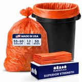 Plasticplace 55-60 gallon vuilniszakken │ 1,2 Mil │ Oranje Heavy Duty vuilnisbakken Liners │ 38 \"x 58\" (50 Count)
