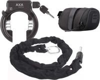 Axa Solid Plus ART2 antivolslot voor fiets met 100cm insteekketting set met opbergtas - zadeltas ketting slot – Noir