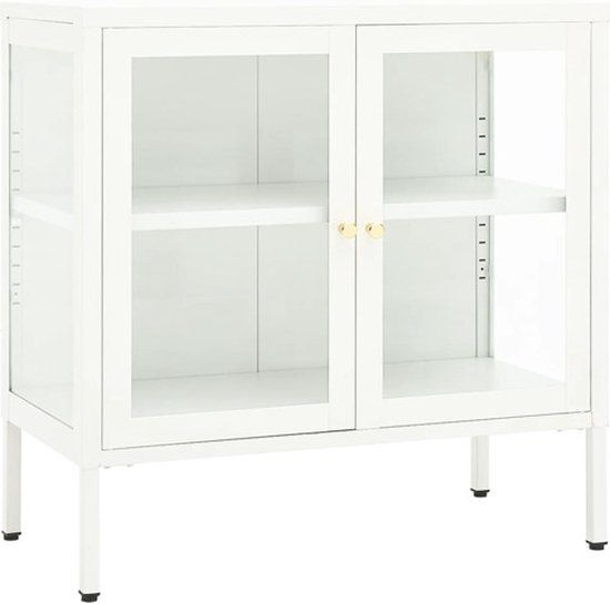 vidaXL Dressoir 70x35x70 cm staal en glas wit