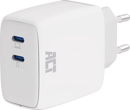 ACT USB-C Lader 65W 2-poorts met Power Delivery PPS en GaNFast - AC2165