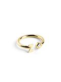 SINGULARU - Gepersonaliseerde Letter Spark Ring - Verstelbare ring - 925 sterling zilver met 18 karaat vergulde afwerking. - Eén maat - Sieraden voor dames - Gemaakt in Spanje