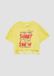 s.Oliver T-shirt Enfant Jaune Coton Tie-dye Manches Courtes Col Rond Franges Extra Court Coupe Ajustée Casual