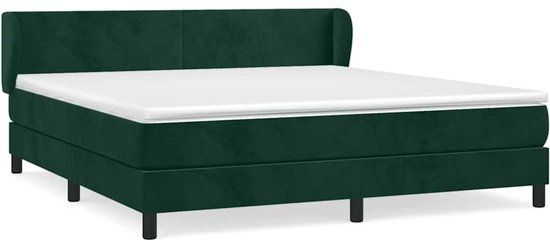 vidaXL Boxspring met matras fluweel donkergroen 160x200 cm