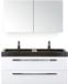 BES LED Seville Badmeubelset 120 cm - 2 Laden Wit Hoogglans - Wastafel Lucca Dubbel met Spiegelkast