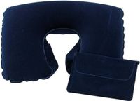 Merkloos / Sans marque Inspirion Gmbh Opblaasbaar nekkussen - blauw - pvc - 35 x 23 x 9 cm - vliegtuig/trein/auto - op vakantie