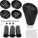 Farex Universal Gearshift Knob Set - Black Leather with Chrome - 5 & 6 Speed