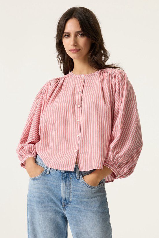 GARCIA Dames Effen Blouse Roze Lange mouw L