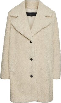 VERO MODA VMKYLIE Teddy Coat Women's Coat - Size L - Oatmeal