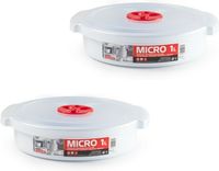Plastic Forte Magnetronschaal met deksel/ventiel - 2x - 1L - wit - kunststof - laag model