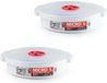 Plastic Forte Bol à micro-ondes avec couvercle/valve - 2x - 1L - blanc - plastique - modèle bas