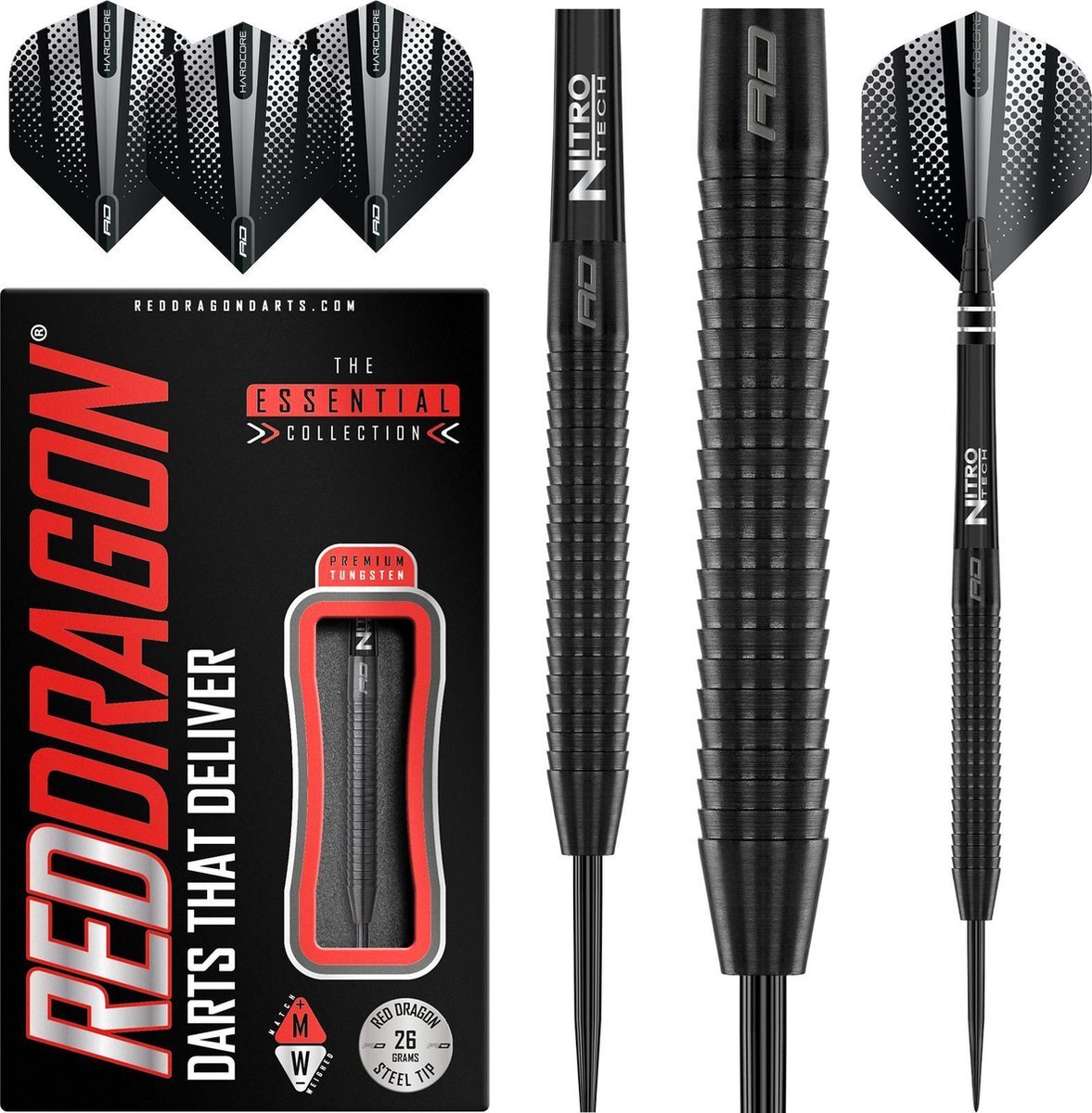 Red Dragon - Razor Edge Zwart: Steeltip Tungsten Dartpijlen Professioneel - 26 gram