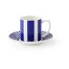 Spode Tasse à espresso Steccato 8 cl avec soucoupe Ø11 cm Bleu et blanc