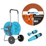 Cellfast Aluplus slangenhaspel 1/2" 60 meter + Cellfast tuinslang PROFESSIONAL 1/2" 50 meter + Set met Cellfast Basic spuitkop 1/2"