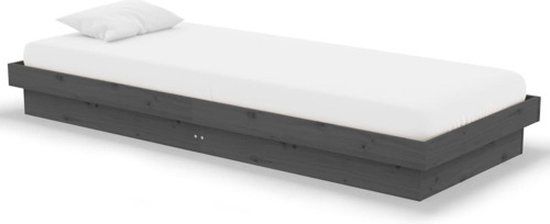 vidaXL Bedframe massief hout grijs 75x190 cm