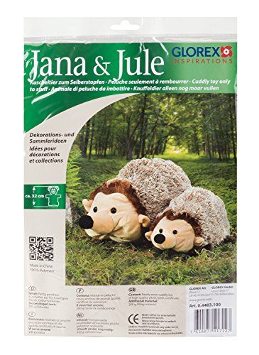 Glorex GmbH GLOREX 0 4403 100 - Knuffeldier om zelf te stoppen egel Jana en jule, ca. 32 cm groot, gemaakt van hoogwaardig pluche, hoeft alleen nog te worden gevuld, met geboorteakte