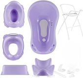 Baignoire pour bébé avec support - Ensemble de baignoire pour bébé - Ensemble de 7 pièces - Violet
