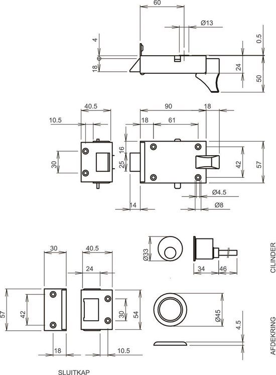Lips OSW 1757-60 D Oplegslot - Bruin - DIN Rechts
