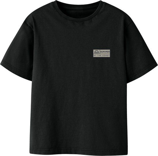Name It Fandel T-shirt Junior Zwart Katoen Ronde hals Logo 134/140