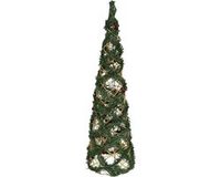 Gerimport Kerstverlichting kegel - 30 LEDs - draad/groen - 60 cm - warm wit