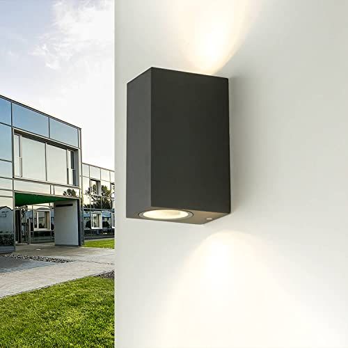 Licht-Erlebnisse AALBORG Wandlamp - Antraciet - Up Down - GU10 - IP44