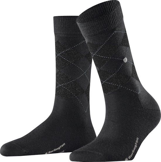 Burlington Marylebone Lurex gedessineerd wol sokken dames zwart - maat 36-41