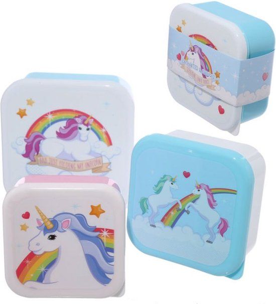 Puckator Unicorn Koekjesdoos - Set van 3 - Wit/Multi