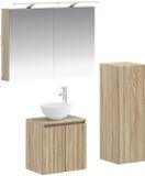 vidaXL Badkamermeubel Set 4 stuks Sonoma Eiken Bewerkt hout en glas