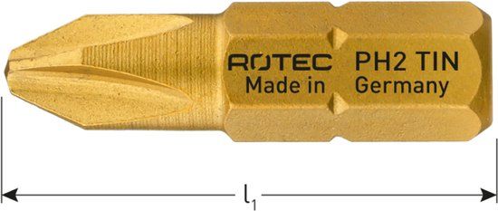 Rotec Schroefbit TiN PH2x25 (Phillips) (2 stuks)