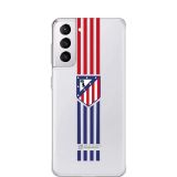 Étui de téléphone transparent officiel Atlético Madrid avec rayures et écusson