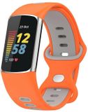 Strap-it Sport siliconen bandje met druksluiting - geschikt voor Fitbit Charge 5 / Fitbit Charge 6 (oranje/grijs)