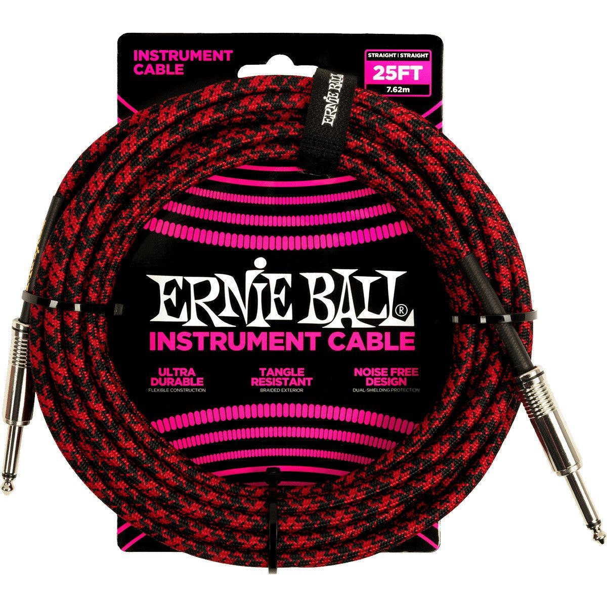 Ernie Ball 6398 Braided Instrument Cable - 7.6m - Red