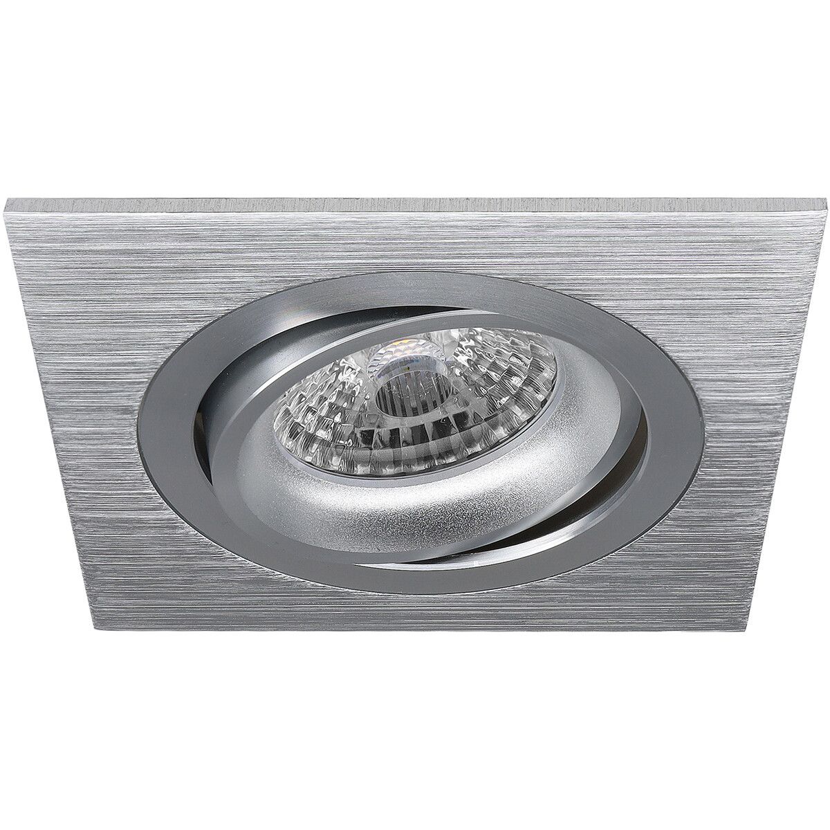 BES LED Spot Armatuur GU10 - Pragmi Borny Pro - Inbouw Vierkant - Mat Zilver - Aluminium - Kantelbaar - 92mm