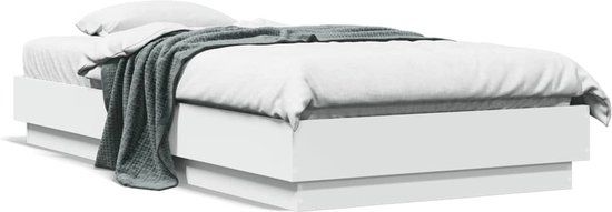 vidaXL Bedframe met LED-verlichting, wit, 75x190 cm